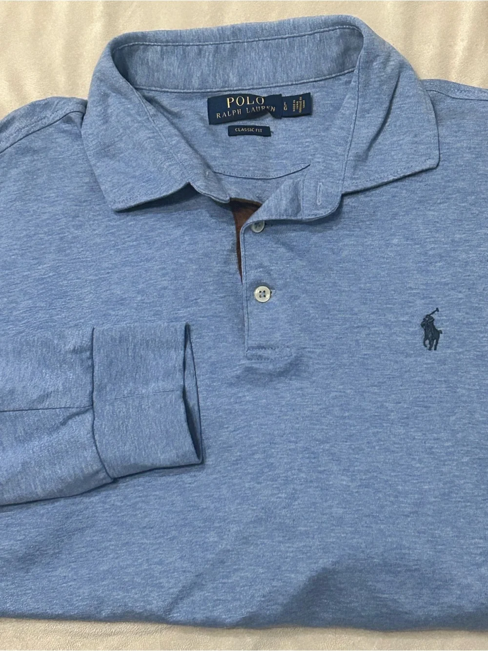 Polo Ralph Lauren Shirt Mens L Classic Fit Long Sleeve Blue Heather Soft Cotton